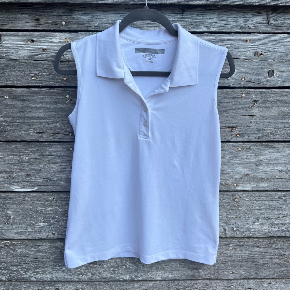 Greg Norman Play Dry White Sleeveless Polo Shirt Tank Size Large - Picture 3 of 5